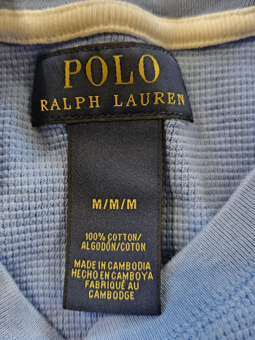 Polo by Ralph Lauren Light Blue Waffle Knit Crewneck Long Sleeve Shirt - Picture 3 of 6